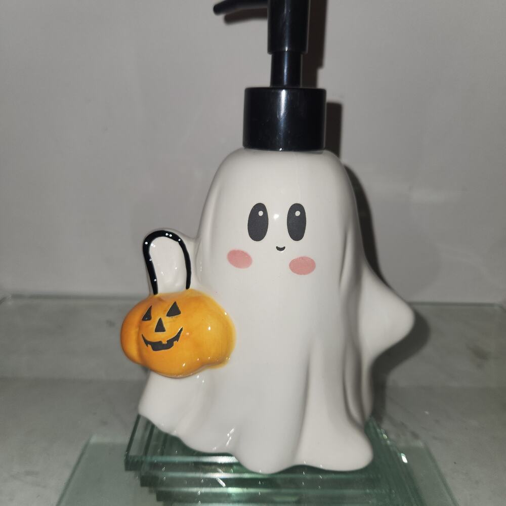 NEW Trick or Treating Ghost Soap Dispenser Ceramic Halloween